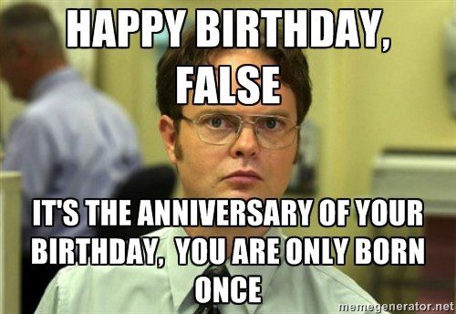 Happy Birthday False - Dwight Schrute Meme - The Office Meme
