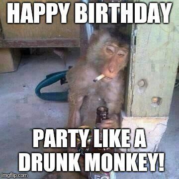Party Like A Drunk Monkey Birthday Meme